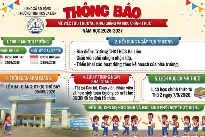 THÔNG BÁO TỰU TRƯỜNG VÀ KHAI GIẢNG NĂM HỌC 2026-2027